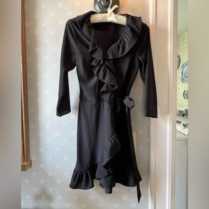 Ruffle and bow Black Mini Dress